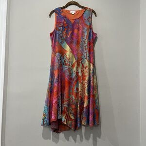 Kamana Laguna Sunset Dress Women’s Large Sleeveless Lined Asymmetrical‎ Colorful